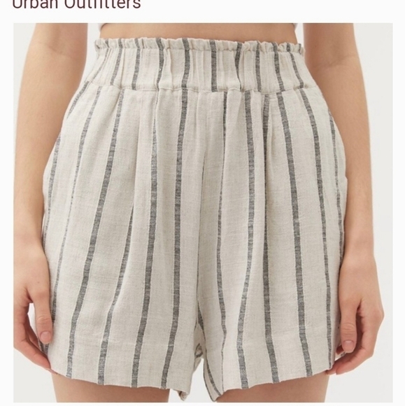 𝅺Urban Outfitters JOSIE LINEN Striped Pull-On Short - Picture 4 of 10